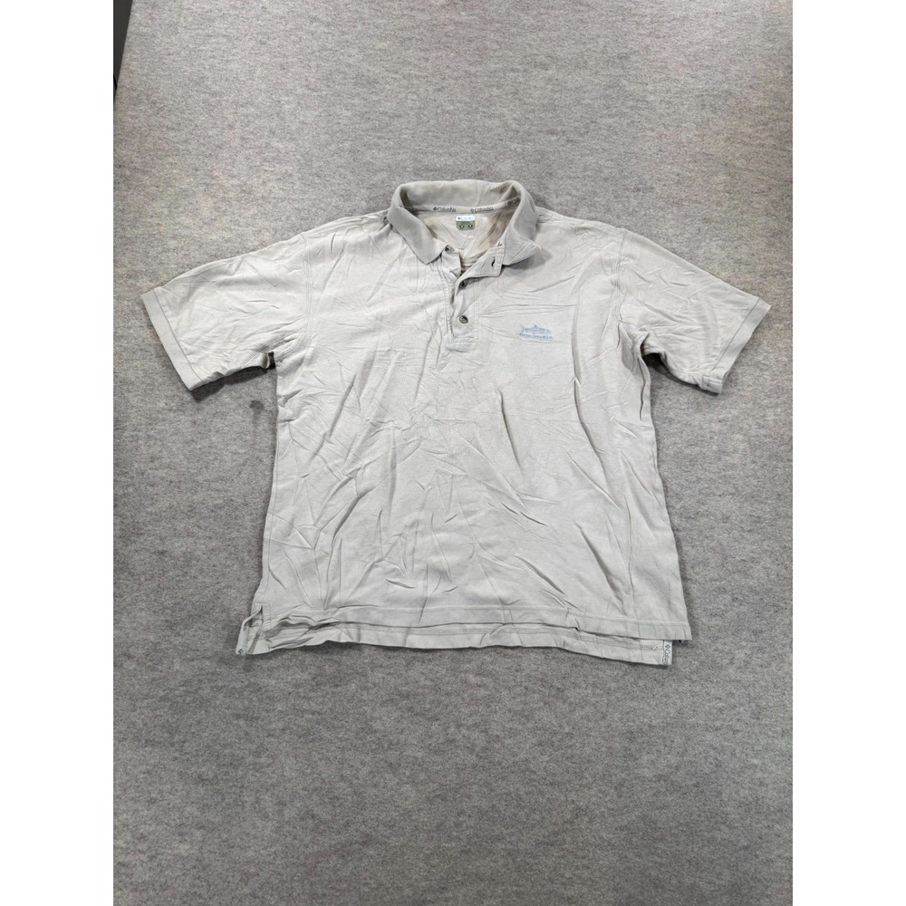 Columbia Polo Shirt Mens Medium Gray High Low Hem Performance Resort Wear Tennis